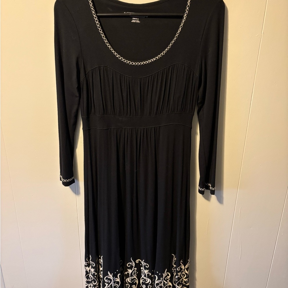 Stetson Black Ruched Long Sleeve Dress for Wedding Guest